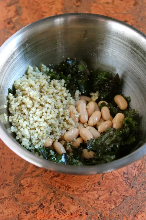 Massaged Kale Salad with Beans, Quinoa, & Hummus