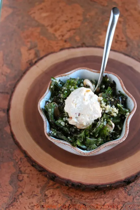 Massaged Kale Salad with Beans, Quinoa, & Hummus