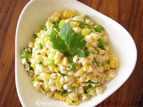 Raw Corn Salad with Cumin Lime Dressing