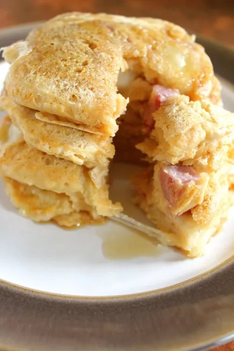 Ham & Cheese Griddle Cakes for One