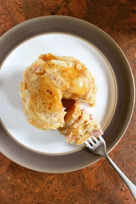 Ham & Cheese Griddle Cakes for One