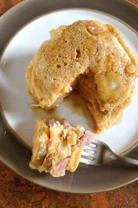 Ham & Cheese Griddle Cakes for One