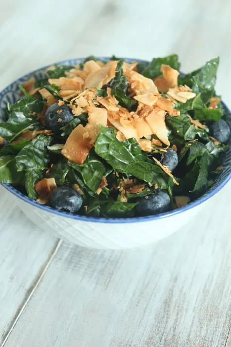 Blueberry & Toasted Coconut Kale Salad
