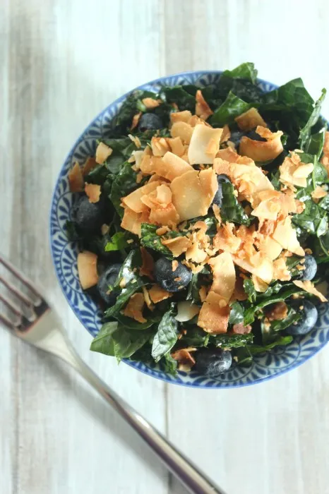 Blueberry & Toasted Coconut Kale Salad
