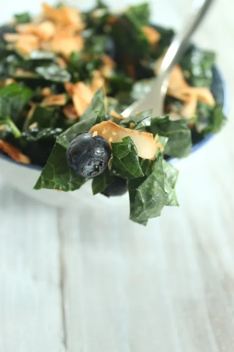 Blueberry & Toasted Coconut Kale Salad
