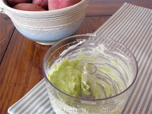 Baked Sweet Potatoes with Avocado & Goat Cheese Cream