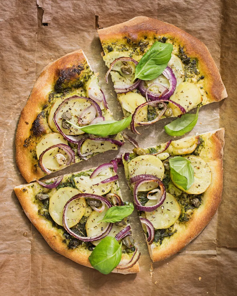 Potato Pesto Pizza
