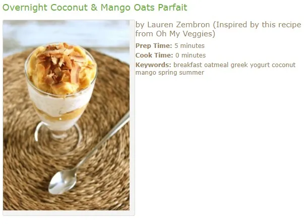 Coconut & Mango Oats Parfait