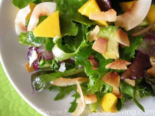 IMG 9555 500x375 1 Mango, Avocado, & Toasted Coconut Salad with Lime Vinaigrette