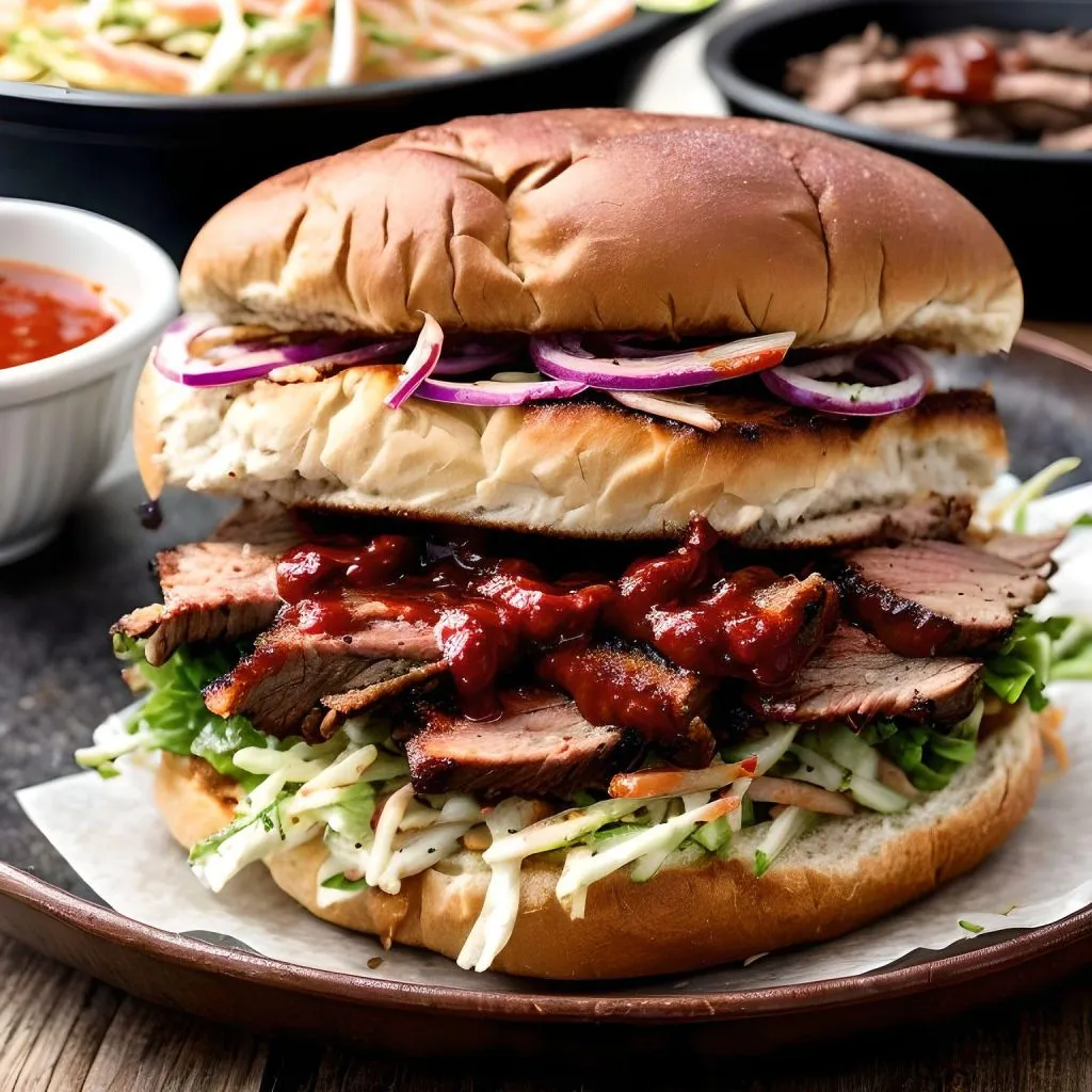 BBQ Pulled Pork Brisket Sandwiches 1024x1024 Pork Brisket Recipe