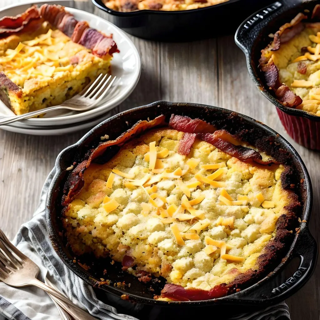 Bacon And Cheddar Cornbread Pudding 1024x1024 Cornbread Pudding Recipe