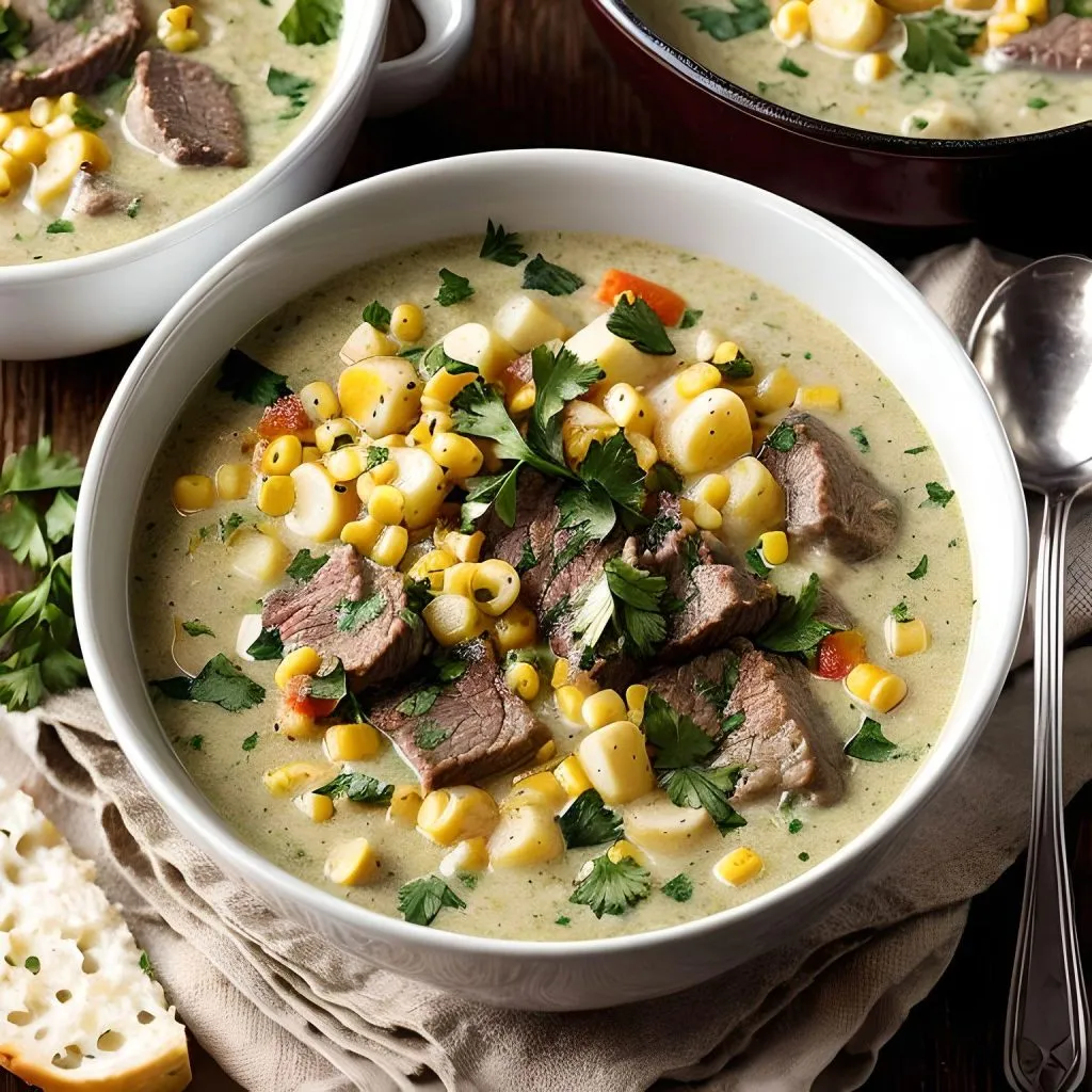 Beef and Broccoli Rice Bowl
Beef and Corn Chowder