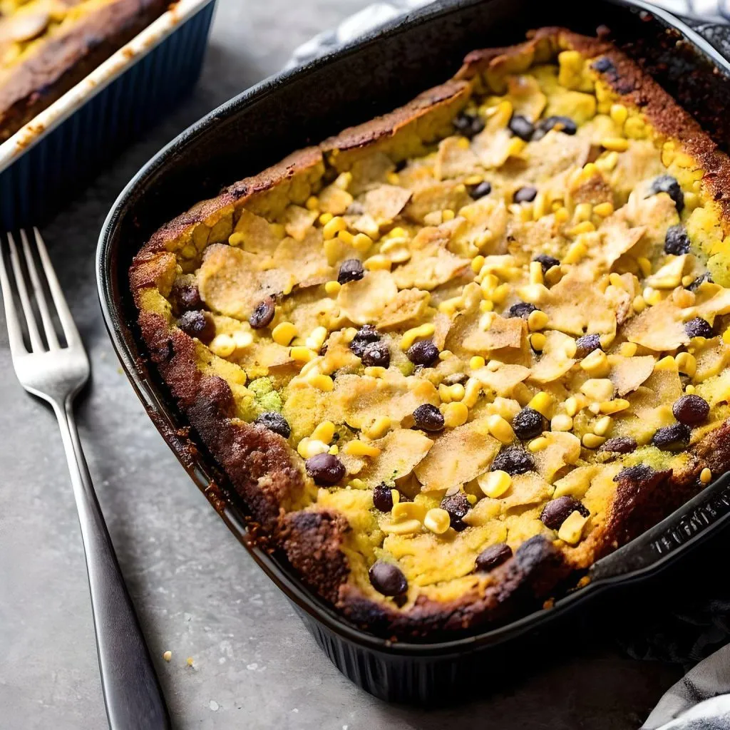 Black Bean And Corn Cornbread Pudding 1024x1024 Cornbread Pudding Recipe