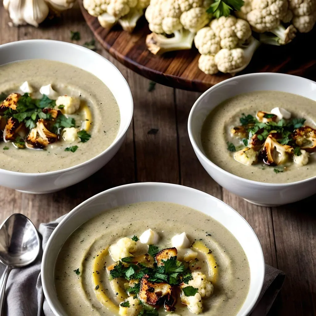 Cauliflower and Roasted Garlic Soup