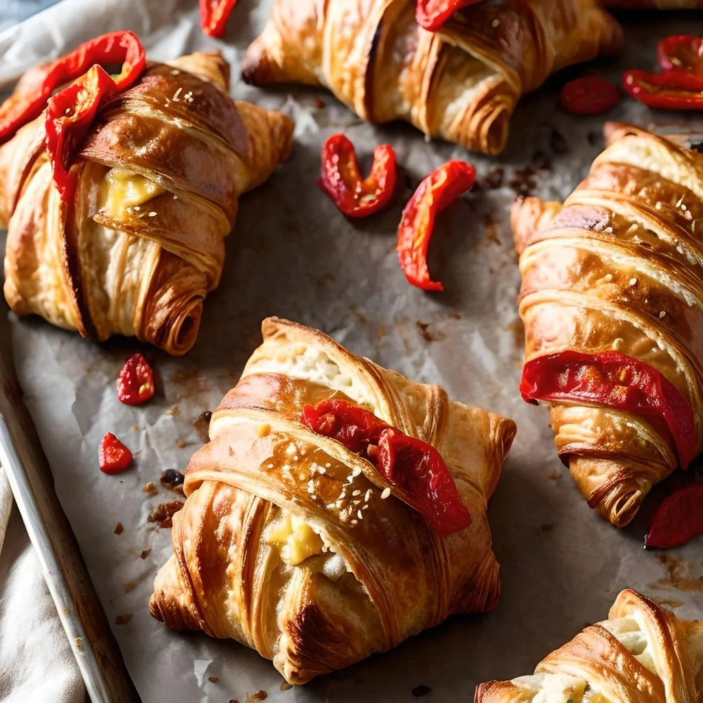 Cheddar And Roasted Red Pepper Croissants 1024x1024 Cheddars Croissants Recipe