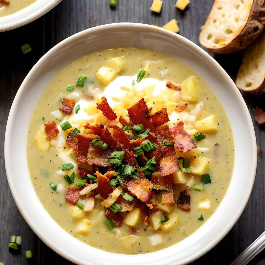 Cheesy Bacon Potato Soup 1024x1024 Chili’s Potato Soup Recipe