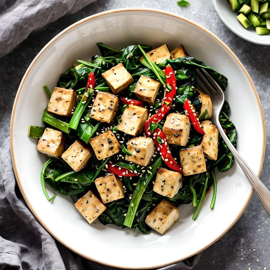 Chinese Spinach And Tofu Stir Fry 1024x1024 Chinese spinach Recipe