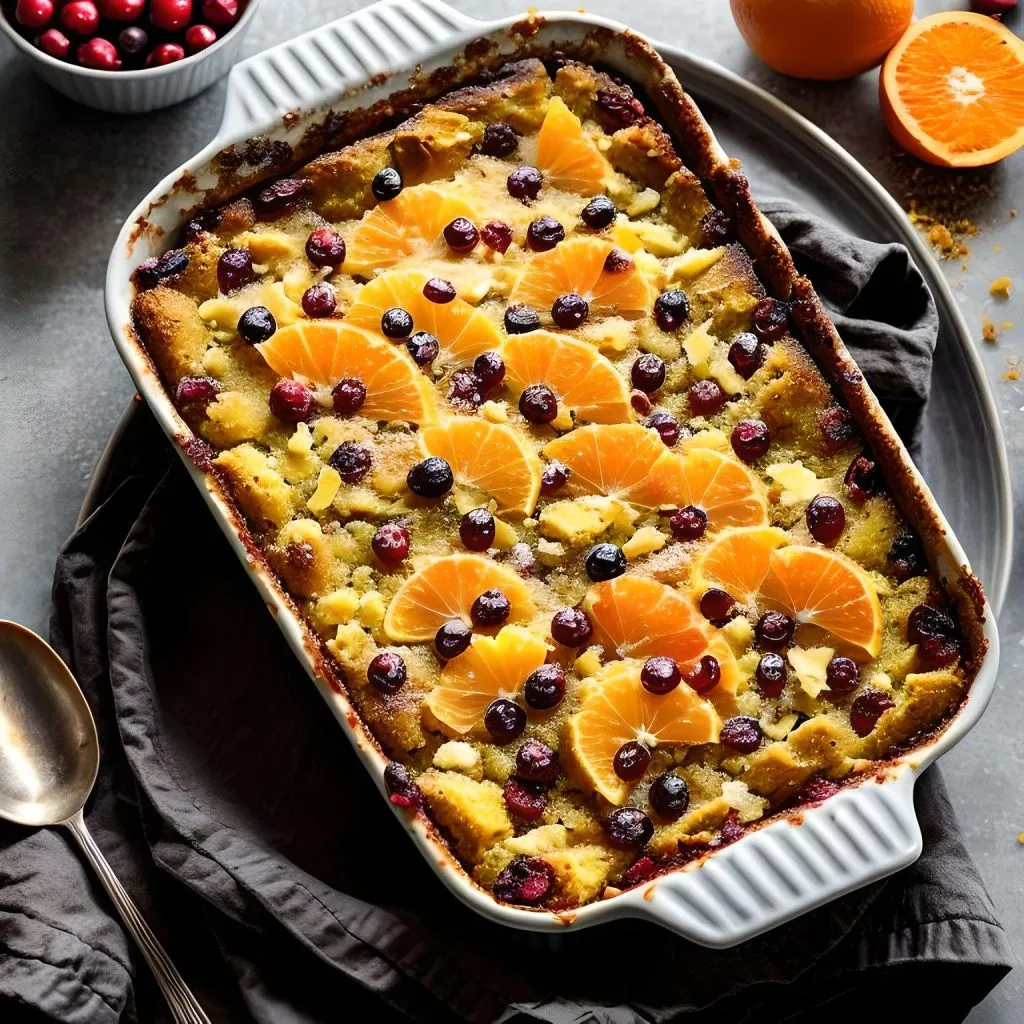 Cranberry Orange Cornbread Pudding 1024x1024 Cornbread Pudding Recipe