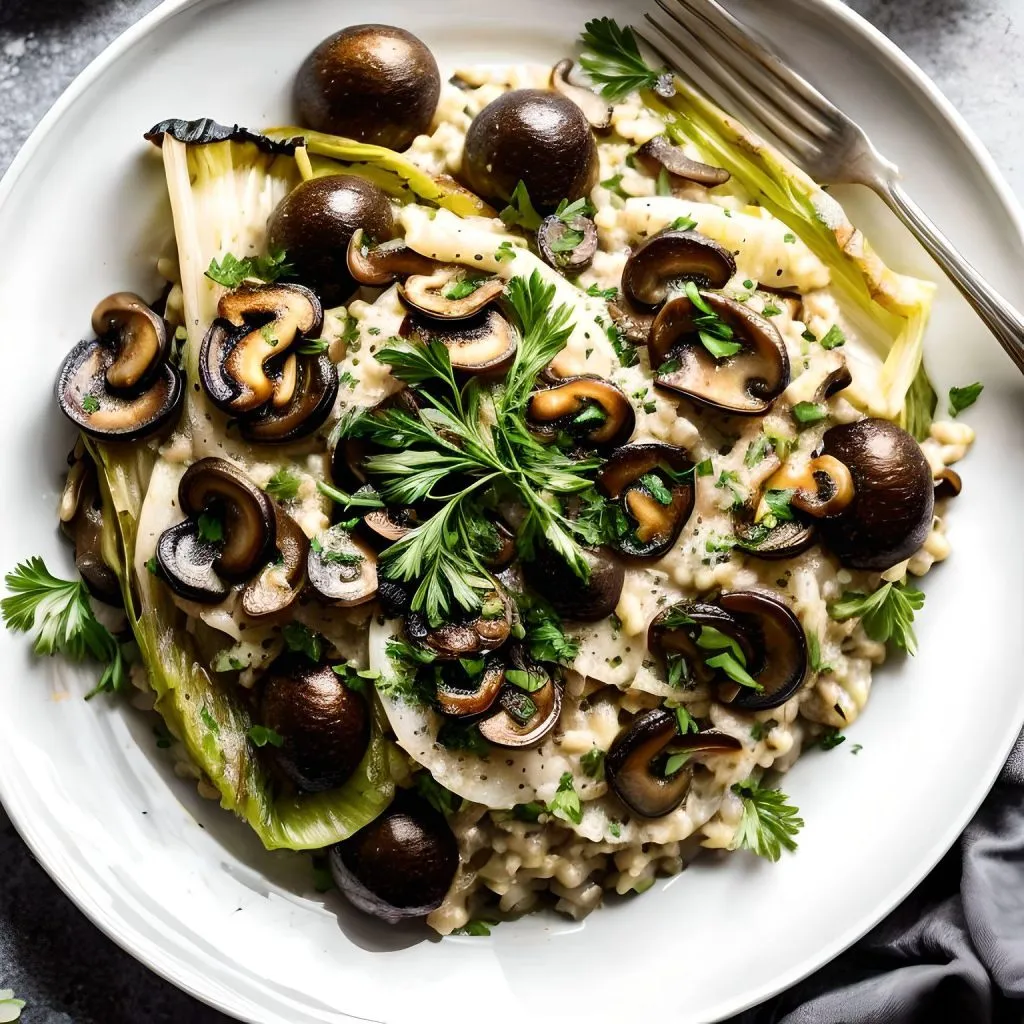  Curly Endive and Mushroom Risotto