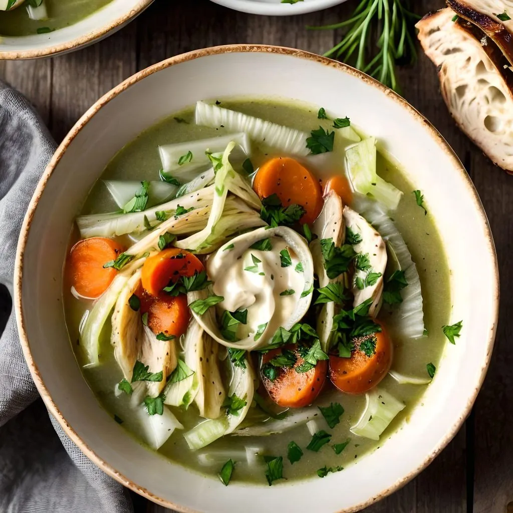 Curly Endive and Roasted Garlic Soup
