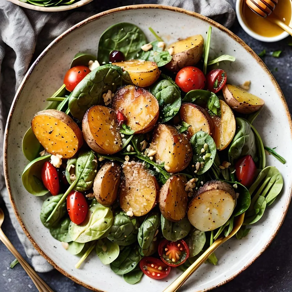 Honey Gold Potato And Spinach Salad 1024x1024 Honey Gold Potatoes Recipe