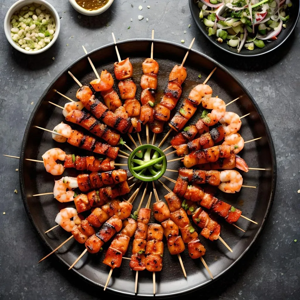 Long Hot Pepper and Shrimp Skewers