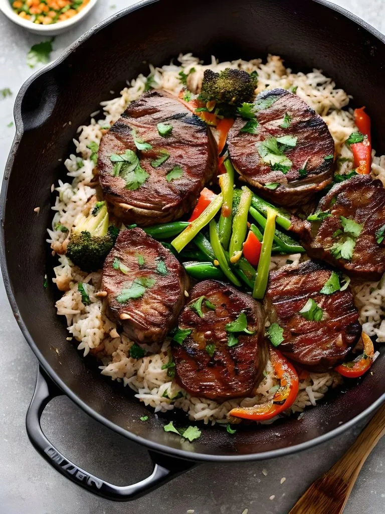One-Pot Jamaican Pepper Steak and Rice