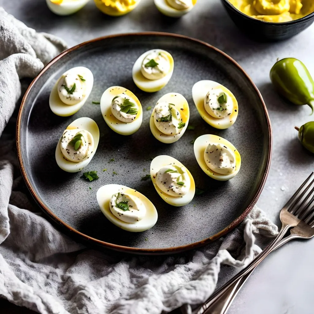 Pickled Pepperoncini Deviled Eggs