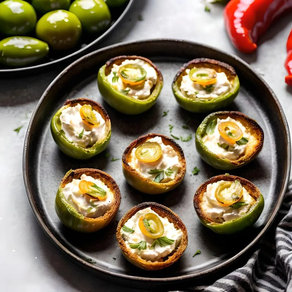 Pickled Pepperoncini Stuffed with Cream Cheese