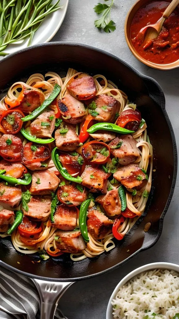 Pork And Peppers Skillet 576x1024 Cubed Pork Recipe