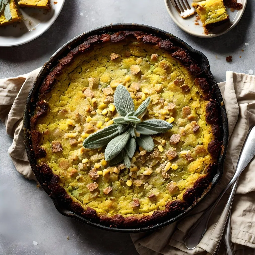 Sausage And Sage Cornbread Pudding 1024x1024 Cornbread Pudding Recipe