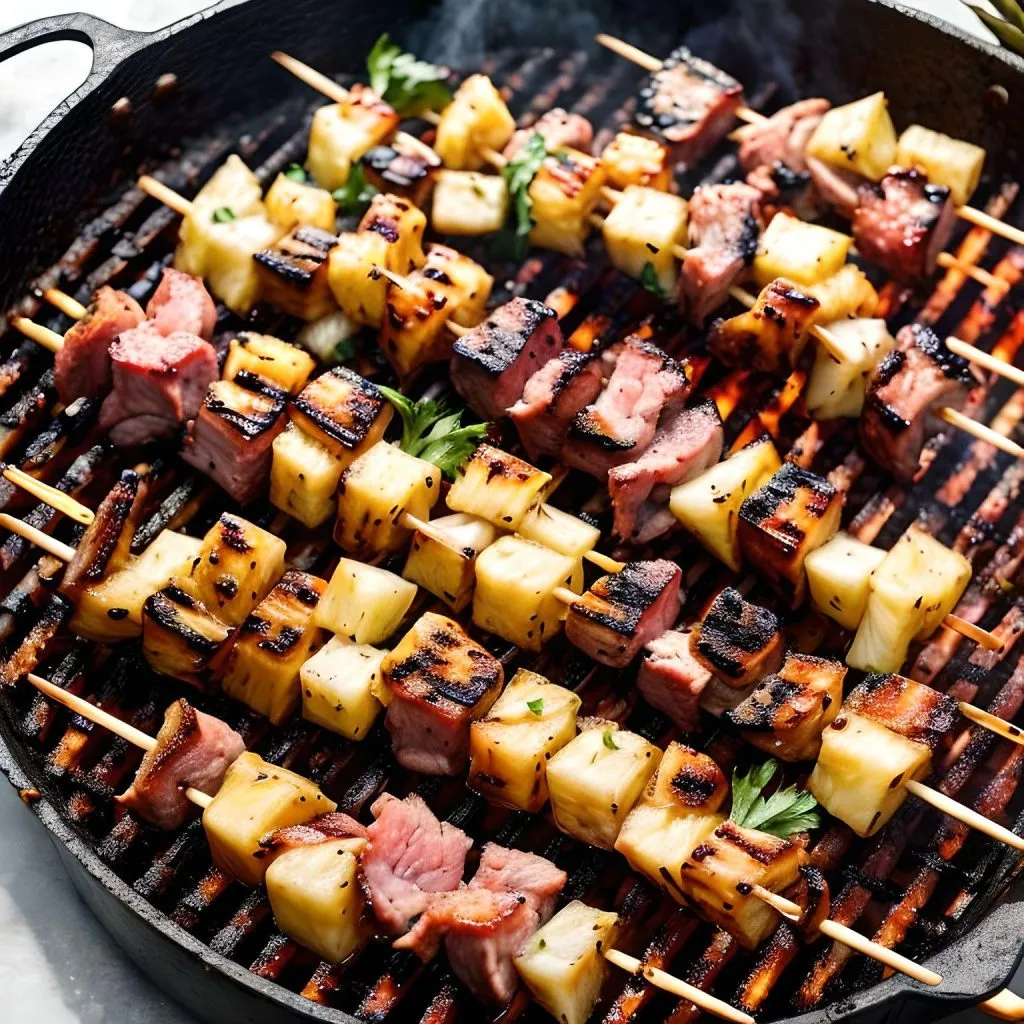 Shaved Pork and Pineapple Skewers