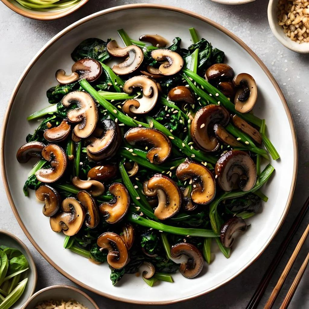 Stir Fried Chinese Spinach With Mushrooms 1024x1024 Chinese spinach Recipe