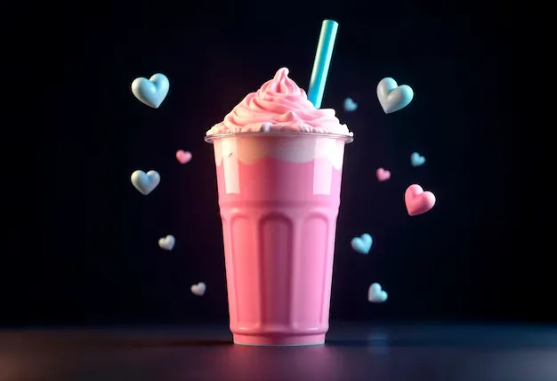 a glass of pink drink.