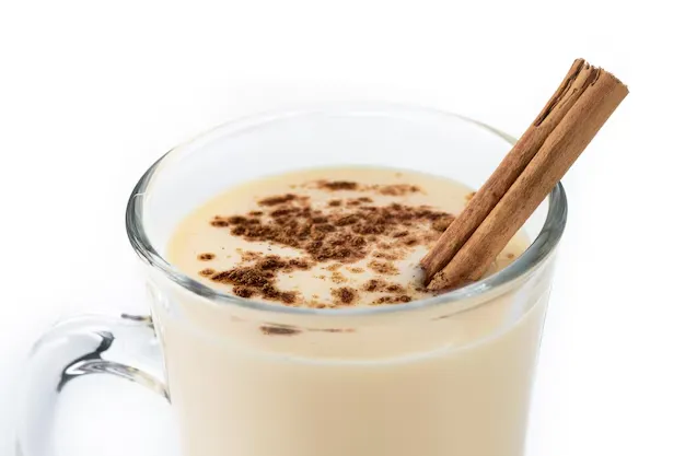 top view of the homemade eggnog with cinnamon