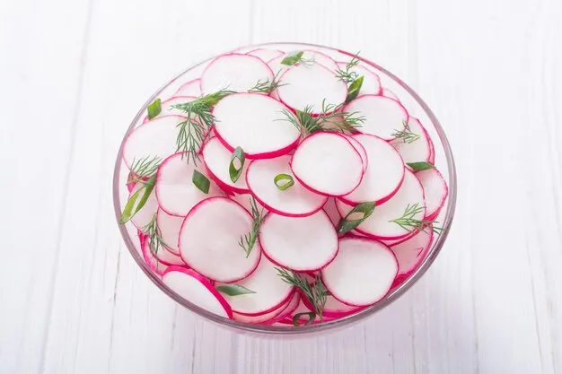round slices of radish in a bowl