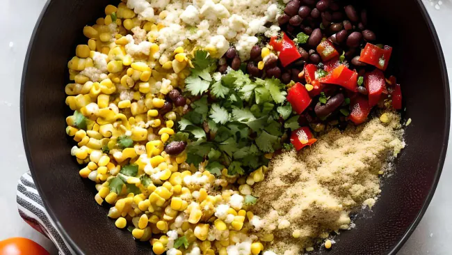 Canned Corn Recipes -Savory Corn and Black Bean Fiesta