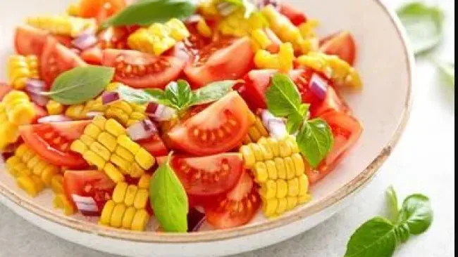 Raw Corn, Tomato, & Basil Salad