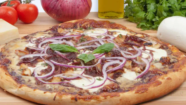 Throwback Thursdays: BBQ Pizza with Caramelized Onions & Blue Cheese