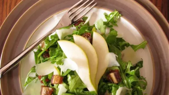 Pear Arugula Salad with Dates and Parmesan