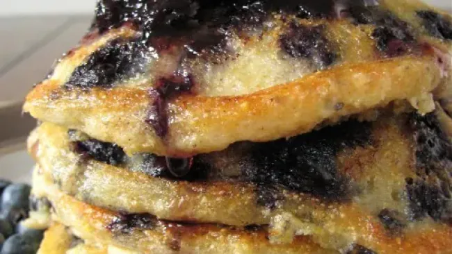 Blueberry Cornmeal Pancakes for One