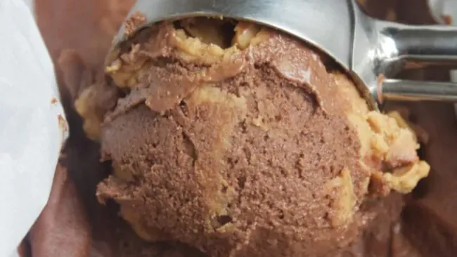 Three Ingredient Peanut Butter Chunk Chocolate “Nice” Cream [vegan, no sugar added]