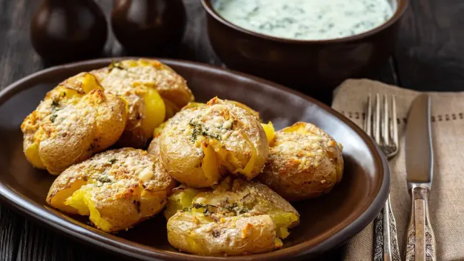 Blue Cheese Smashed Potatoes