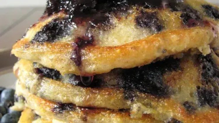 Blueberry Cornmeal Pancakes for One