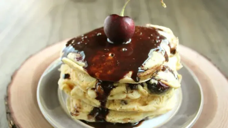 Chocolate-Covered Cherry Almond Pancakes for One