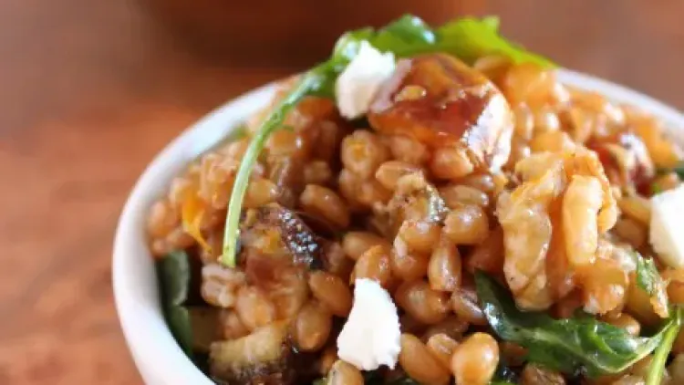 Date and Walnut Wheat Berry Salad with Orange Vinaigrette